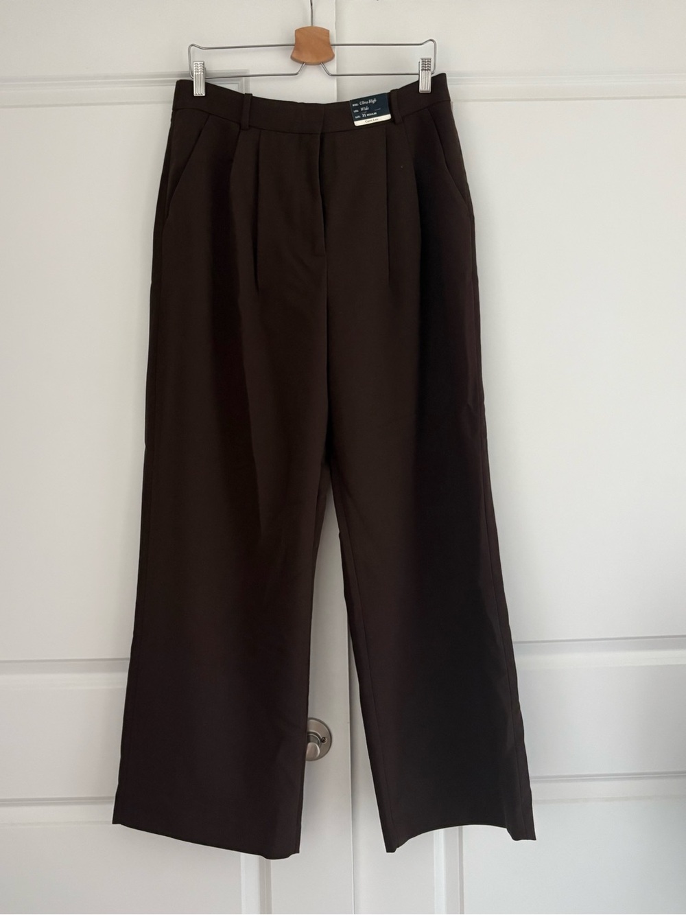 Abercrombie & Fitch Curve Love Wide-Leg Trousers in Dark Brown